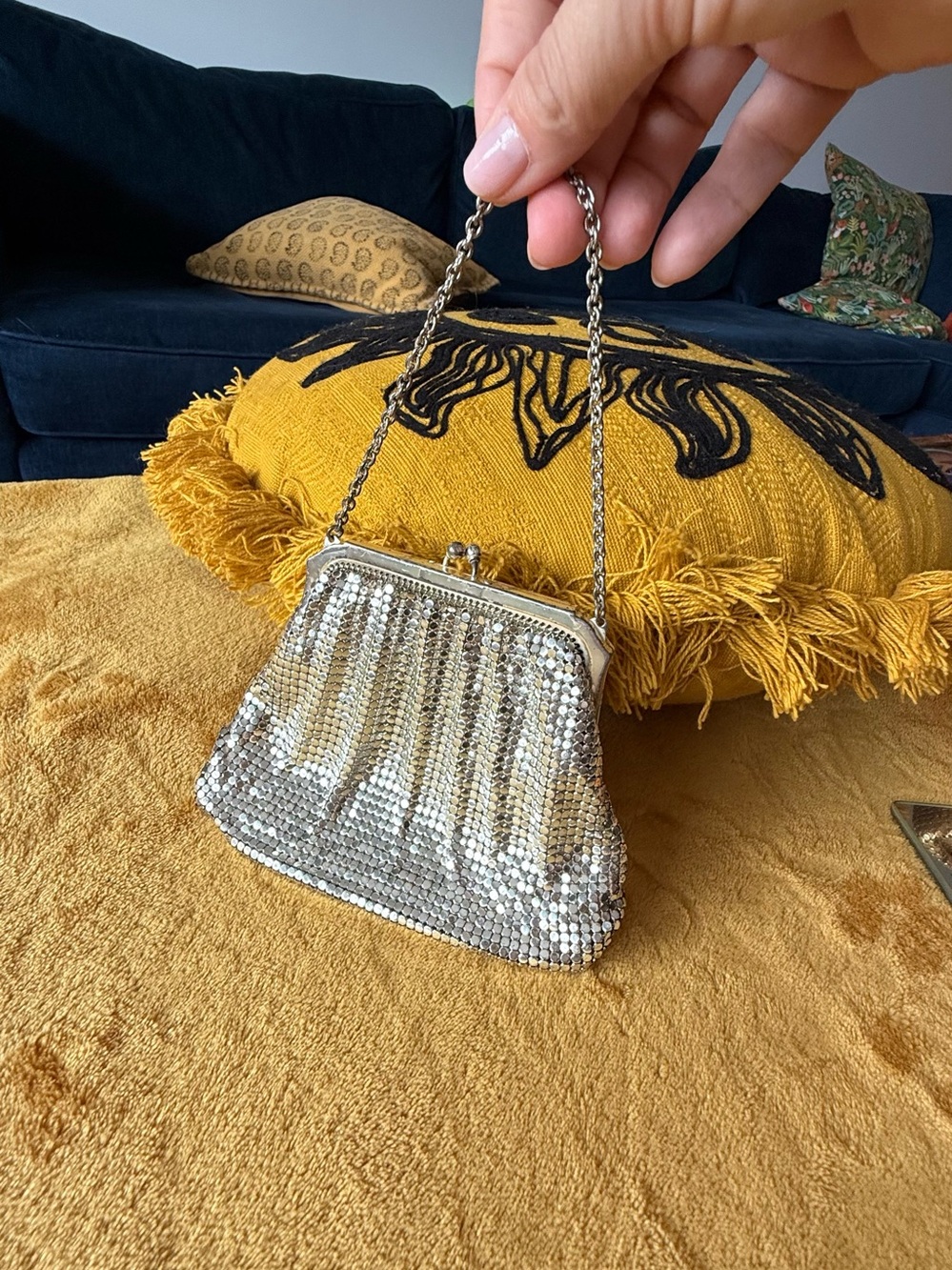 Vintage 30s 40s Whiting & Davis Silver Mesh Purse Flapper Art Deco